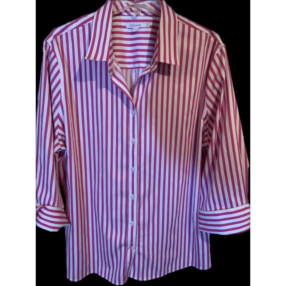 Chico's Red and White Striped Blouse